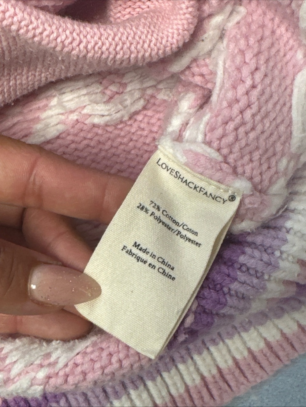 LoveShackFancy Pink and Lavender Fair Isle Cardigan - Picture 5 of 11